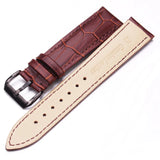 Genuine Cowhide Leather Watchbands – Durable Wrist Straps for Men and Women in Black and Brown | Sizes 18mm to 24mm with Steel Buckle