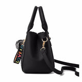 Embroidery Chic Women's Leather Messenger Bag with Hairball Detail: A Stylish Handbag for Ladies