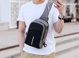 Compact USB Charge Shoulder Bag for Men: Waterproof Sling Chest Bag, Ideal Messenger Bag for Boys, Travel Bagpack, Cross Body Bags