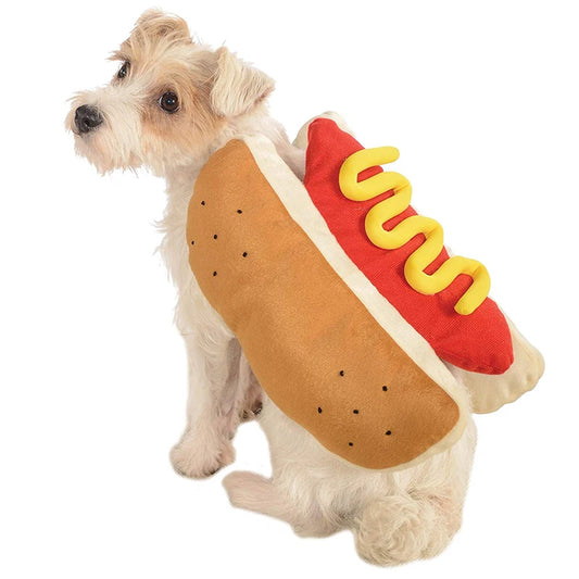 Funny Halloween Dog Costumes: Novelty Hot Dog Dressing-Up Jacket for Small to Medium Dogs and Cats