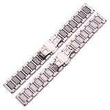 Stainless Steel Watchband with Ceramic Links: Available in 16mm, 18mm, 20mm - Men's and Women's White or Black Strap