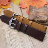 Elegant Handmade Retro Leather Watch Strap – Genuine Leather Band for Men & Women | 18mm, 20mm, 22mm Silver Polished Buckle