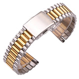 Women's Stainless Steel Bracelet Watchbands - Silver & Gold Double Clasp Straps, 12mm to 20mm Sizes