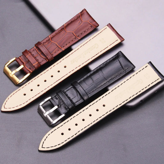 Watchbands Soft Durable Genuine Leather Watch Strap Bracelet Black Brown Wristwatch Women Men Belt 18 19 20 21 22 24mm