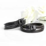 Men's Fashion Black Anchor Bracelet – Popular Hook Design with Knight Courage Charm | Leather Bandage Wristband