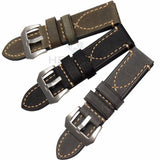 Italian Genuine Leather Watch Strap for Men and Women, Thick Cowhide Band with Metal Buckle, Available in 20mm, 22mm, 24mm