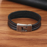 Men's Classic Toggle-Clasp Double-Layer PU Leather Bracelet – Available in Black, Brown, Orange | Stylish Jewelry Gift