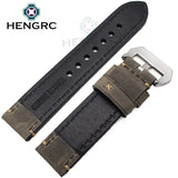 Thick Genuine Leather Watchband Bracelet with Metal Steel Buckle, Available in 24mm, 22mm, 20mm, Watch Strap Accessories