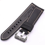 Genuine Italian Leather Watch Straps: 22mm and 24mm Thick, Handmade and Soft with Retro Steel Buckle