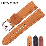 Italian Genuine Leather Watchbands, 22mm and 24mm, in Black, Yellow, and Brown, with Screw-In Buckle