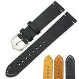 Italian Handmade Genuine Leather Watchband – Vintage Black & Dark Brown Strap for Men & Women | 18mm, 20mm, 22mm with Pin Buckle