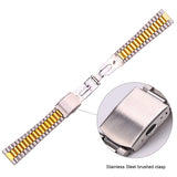 Women's Stainless Steel Bracelet Watchbands - Silver & Gold Double Clasp Straps, 12mm to 20mm Sizes