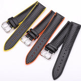 Leather and Rubber Watchbands - Unisex Yellow, Orange, and Black Straps, Available in 18mm, 20mm, and 22mm with Pin Buckle