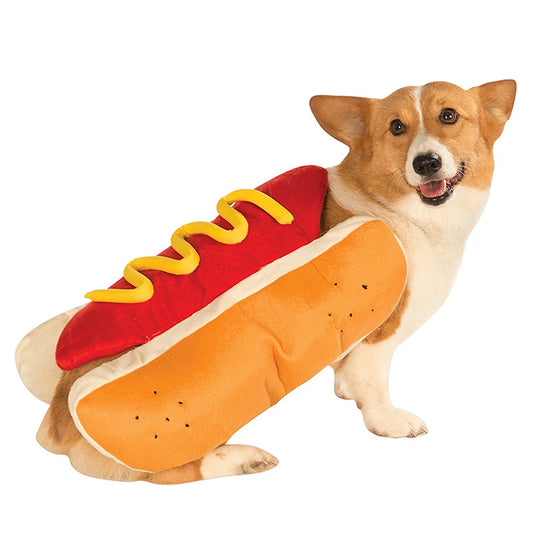 Funny Halloween Dog Costumes: Novelty Hot Dog Dressing-Up Jacket for Small to Medium Dogs and Cats