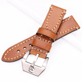 Italy Genuine Leather Watch Strap: 22mm, 24mm Thick Women's Watchband Belt with Stainless Steel Buckle Clasp