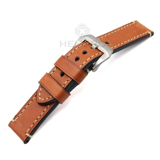 Thick Genuine Leather Watchband Bracelet with Metal Steel Buckle, Available in 24mm, 22mm, 20mm, Watch Strap Accessories