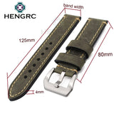 Thick Genuine Leather Watchband Bracelet with Metal Steel Buckle, Available in 24mm, 22mm, 20mm, Watch Strap Accessories