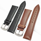 Vintage Genuine Leather Watch Straps for Men – 22mm and 24mm Bands with Brushed Stainless Steel Buckle