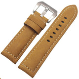 Retro Handmade Genuine Leather Watchbands – 22mm/24mm Double Thread Stitching Straps for Men’s Wristwatches