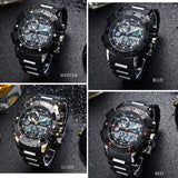 STRYVE Men's Fashion Gold Luxury Sports Watch, Multifunction Quartz Analog Military Digital Wristwatch for Men