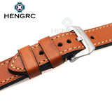 Thick Genuine Leather Watchband Bracelet with Metal Steel Buckle, Available in 24mm, 22mm, 20mm, Watch Strap Accessories