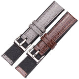 Genuine Leather & Rubber Waterproof Watchband – Coffee & Gray Diving Strap for Men & Women | 20mm, 22mm