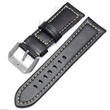 Genuine 24mm Leather Watchbands for Women in Brown and Black, Metal Pin Buckle Strap, Watch Accessories