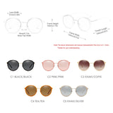 High-End Round Polarized Sunglasses for Women: Brand-Designed Metal Frame, Classic Black Shades, UV400 Protection Eyewear