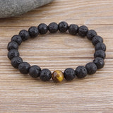 Couples' Boho Marble Bead & Tiger Eye Bracelet – Natural Lava Stone Distance Jewelry | Christmas Gift