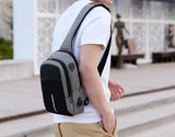 Compact USB Charge Shoulder Bag for Men: Waterproof Sling Chest Bag, Ideal Messenger Bag for Boys, Travel Bagpack, Cross Body Bags