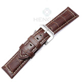 Genuine 24mm Leather Watchbands for Women in Brown and Black, Metal Pin Buckle Strap, Watch Accessories