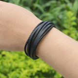 Men's Multi-Layer Genuine Leather Bracelet – Black/Brown Braided Design with Magnetic Clasp | Birthday Gift Bangle