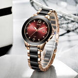 Top Brand Luxury Ceramics Women's Watch: Waterproof with and Metal Strap