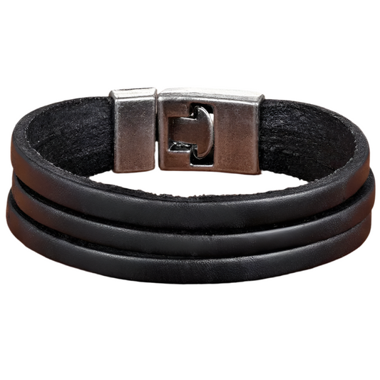 Men's Classic Toggle-Clasp Double-Layer PU Leather Bracelet – Available in Black, Brown, Orange | Stylish Jewelry Gift