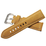 Handmade Retro Genuine Leather Watchband – 22mm/24mm Strap with Stainless Steel Buckle for Men and Women