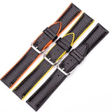 Leather and Rubber Watchbands - Unisex Yellow, Orange, and Black Straps, Available in 18mm, 20mm, and 22mm with Pin Buckle