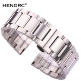 High-Quality Metal Watch Band for Men - Stainless Steel Link Bracelet, Available in 18, 20, 21, 22, 23, and 24mm with Double Fold Deployment Clasp