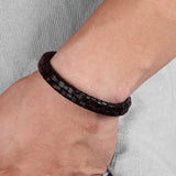 High-Quality Braided Leather Bracelet – Lattice Design with Stainless Steel Magnetic Clasp | Unisex Friendship Jewelry Gift