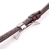 Vintage Genuine Leather Watch Band – Dark Brown Smooth Strap for Men & Women | 18mm to 24mm with Metal Butterfly Deployment Clasp