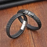 Men's Braided Genuine Leather Bracelet & Bangle – Minimalist Design in 6 Color Options | Fashion Accessories Jewelry