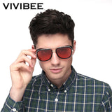 VIVIBEE 2024 Trending Tony Stark Men Sunglasses Vintage Designer Red Lens Sun Glasses Women  Retro Square Shades