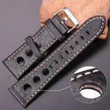 Soft Genuine Leather Watchband – Thin Black & Brown Strap with Pin Buckle for Men & Women | 22mm, 24mm