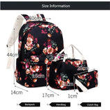 Floral School Backpack for Girls - Includes Children's Lunch Bag, Pencil Bag Set, and Book Bag