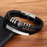 Men's Multi-Layer Leather Bracelet – Luxury Stainless Steel Accents | Perfect New Year's Gift with Velvet Bag