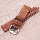 Italian Genuine Leather Watchbands, 22mm and 24mm, in Black, Yellow, and Brown, with Screw-In Buckle