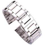 Metal Watch Bracelet - Stainless Steel in Blue and Silver, Available in 18, 20, 21, 22, 23, and 24mm with a Fold Deployment Clasp