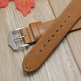 Elegant Handmade Retro Leather Watch Strap – Genuine Leather Band for Men & Women | 18mm, 20mm, 22mm Silver Polished Buckle