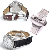 Men's 20mm & 22mm Watch Buckle - Silver, Gold, Black Brushed Solid Stainless Steel Straps with Deployment Clasp