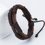 Men's Fashion Handmade Winding Leather Bracelet – Popular DIY Weave Charm Bangle | Pulsera Jewelry