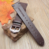 Elegant Handmade Retro Leather Watch Strap – Genuine Leather Band for Men & Women | 18mm, 20mm, 22mm Silver Polished Buckle